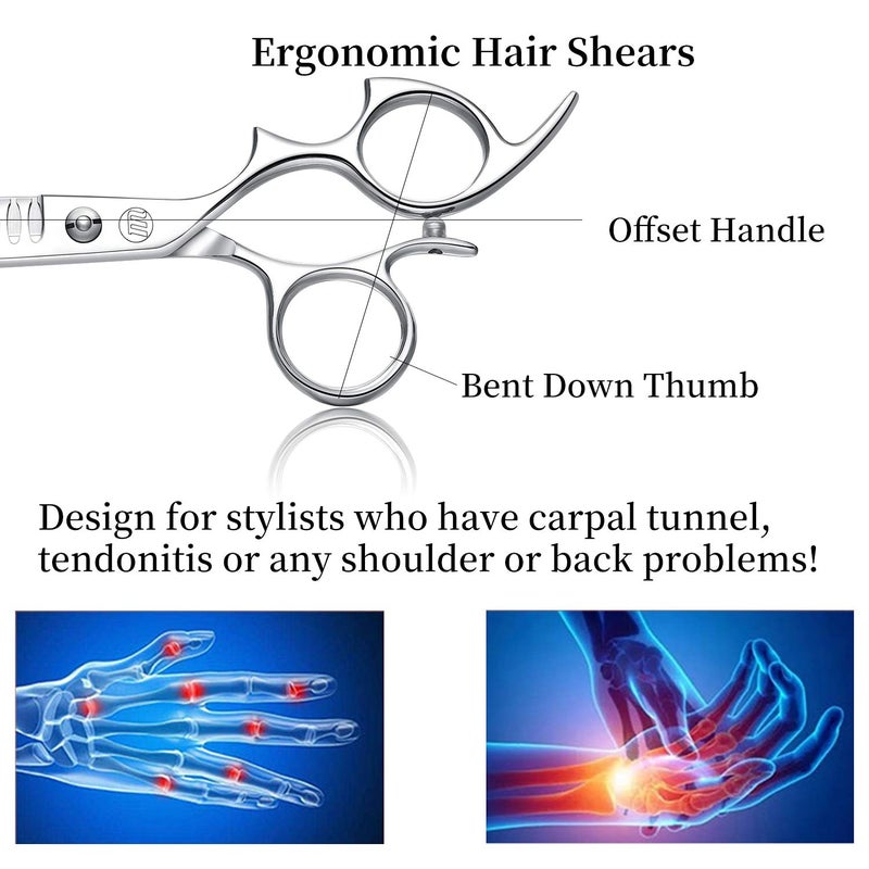 Moontay 6.0" Hair Cutting Shears with Large Finger Holes, Professional Barber Stylist Texturizing Shears, Salon Hair Cutting Scissors, 440C Japanese Stainless Steel, Silver - Image 4